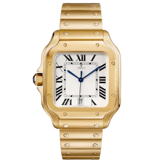 Classic Square 40 – Silver Dial | Gold Tone Case & Integrated Bracelet