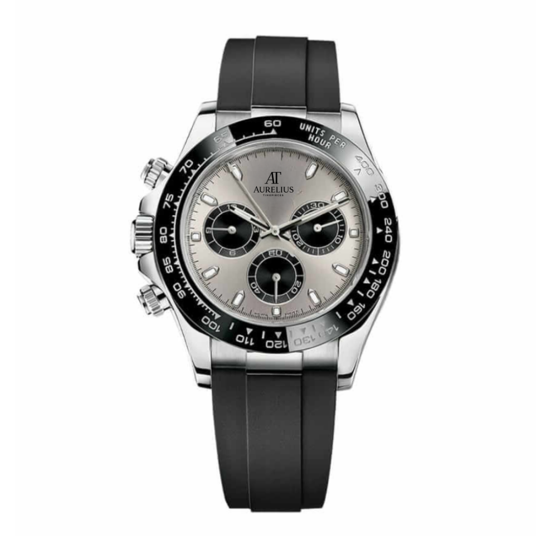 Chronograph 40 – Black Dial | Steel Case & Black Rubber Strap