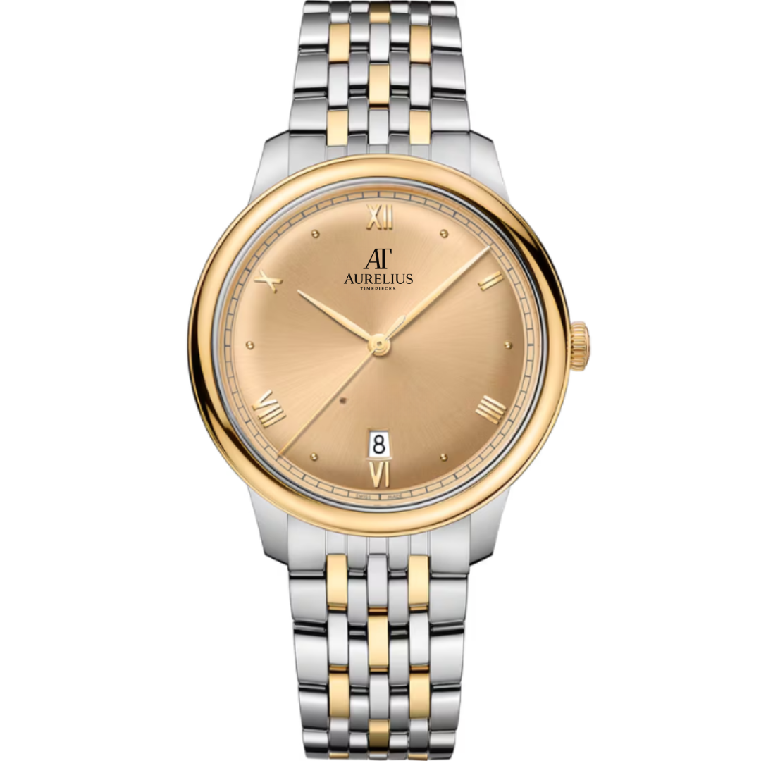Classic Prestige 40 – Champagne Textured Dial | Steel & Gold Tone Bracelet