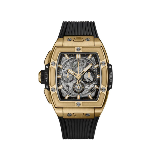 Fusion Chronograph 42 – Black Dial | Yellow Gold Tone Case & Rubber Strap