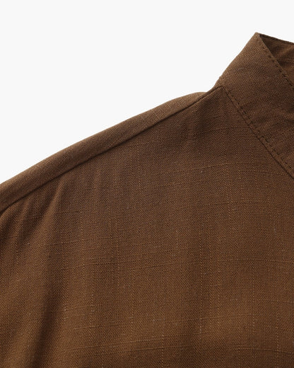 Men’s Mandarin Collar Shirt – Relaxed Fit Textured Cotton Shirt