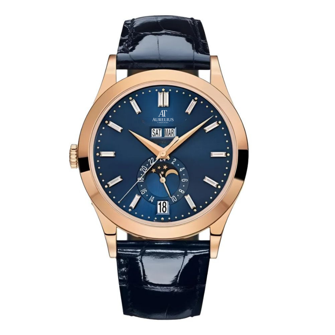 Annual Calendar 38 – Cream Dial | Rose Gold Tone Case & Brown Leather Strap