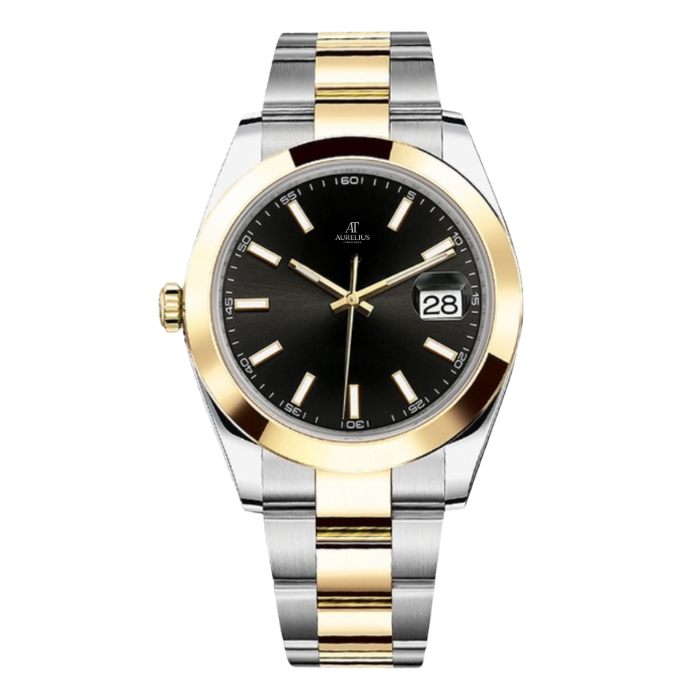 Classic 41 – Black Dial | Steel & Gold Tone Bracelet & Fluted Bezel